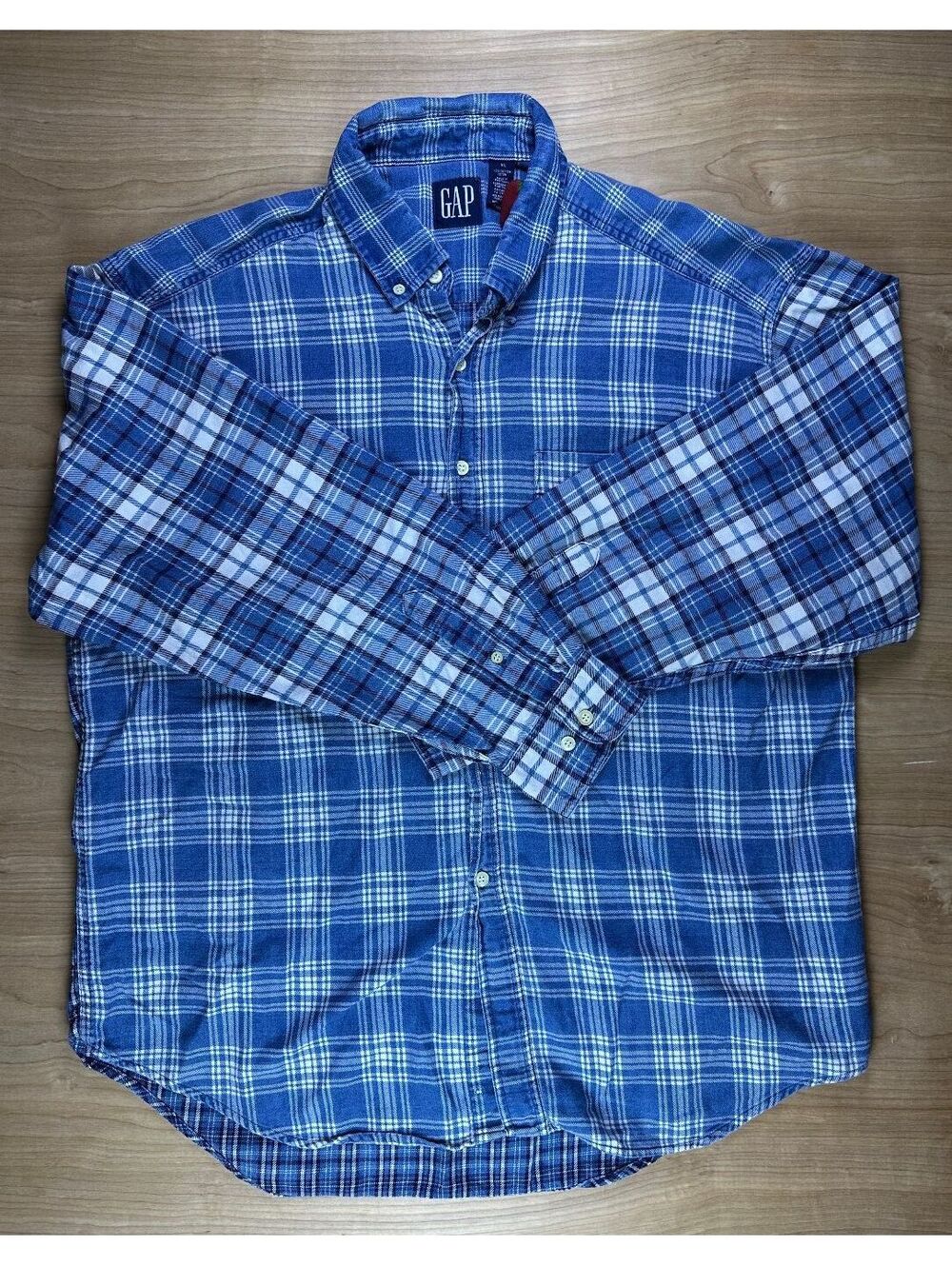 Vintage 90s Gap Plaid button up shirt xlarge 100% cotton gorp flannel workwear